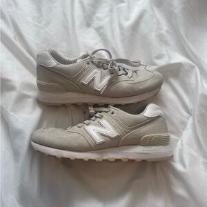 New Balance Light Gray and White Sneakers